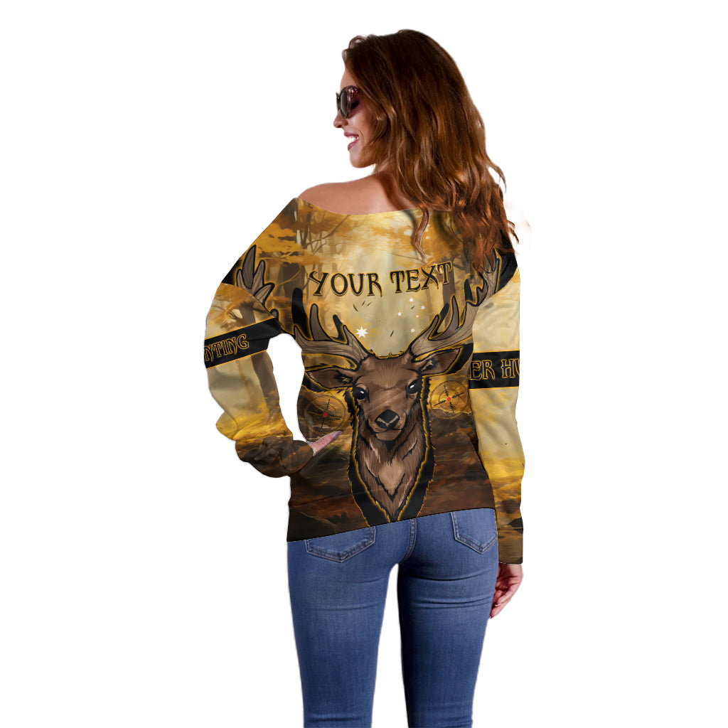 Personalised Deer Hunting Off Shoulder Sweater Forest Vibes