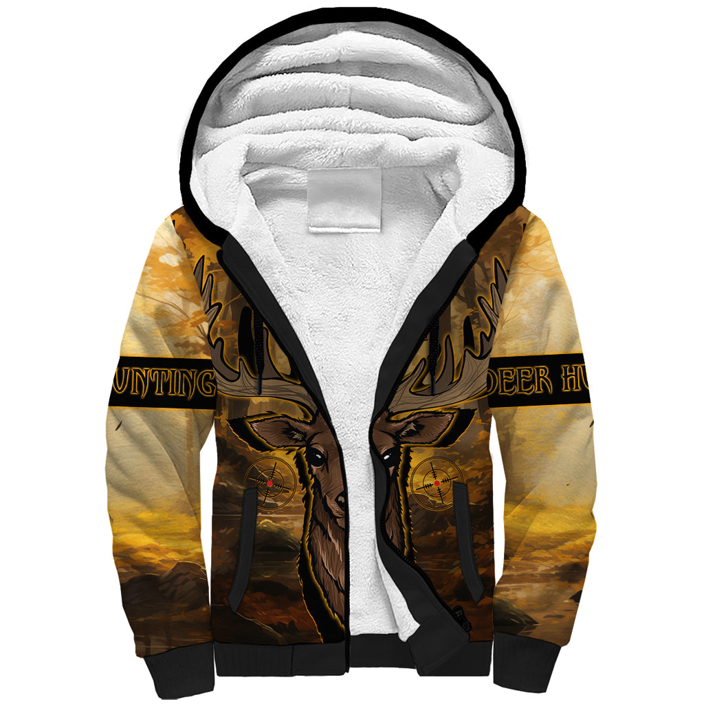 Personalised Deer Hunting Sherpa Hoodie Forest Vibes