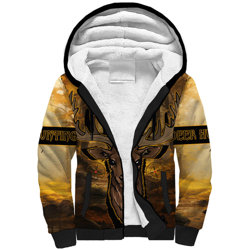 Personalised Deer Hunting Sherpa Hoodie Forest Vibes