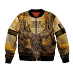 Personalised Deer Hunting Sleeve Zip Bomber Jacket Forest Vibes