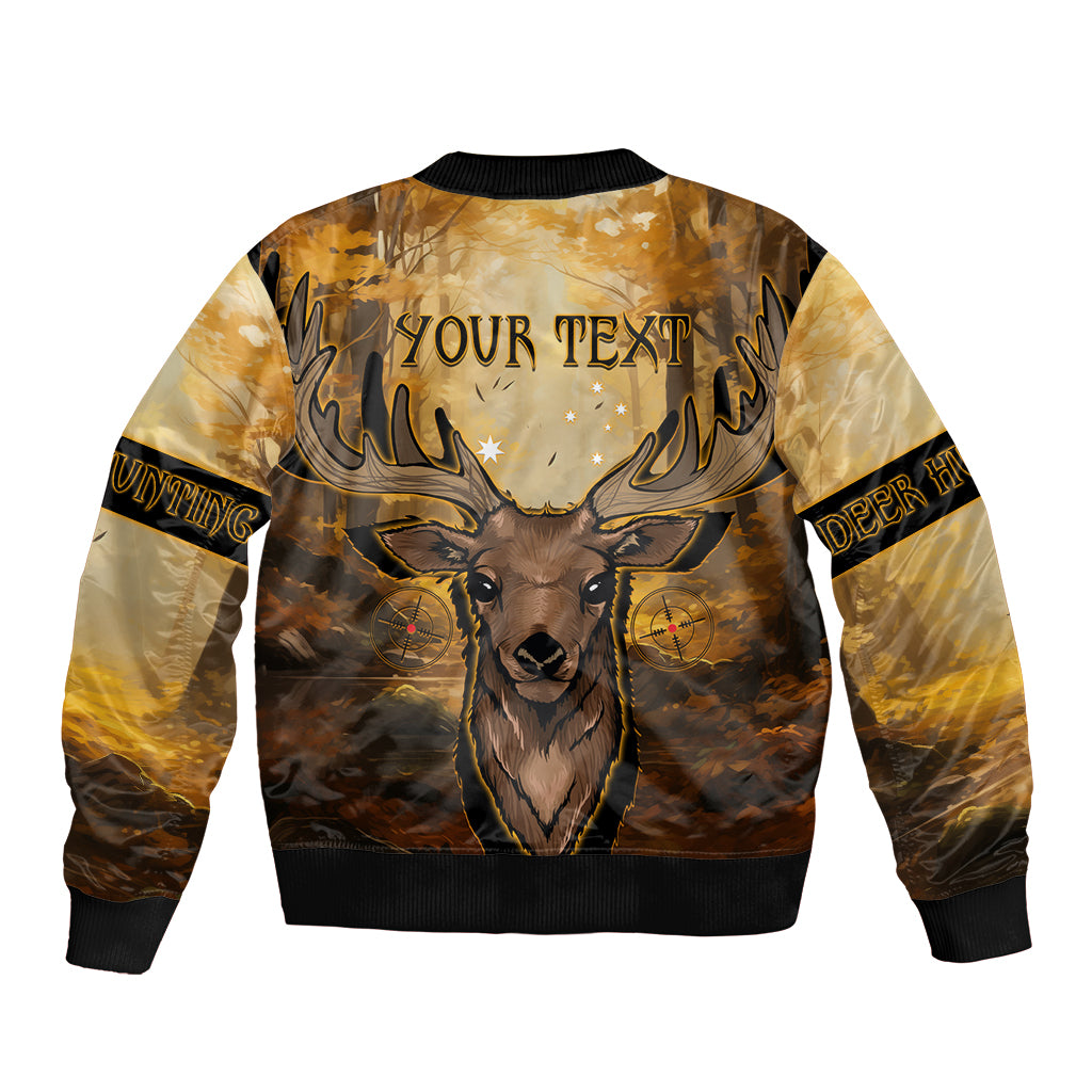 Personalised Deer Hunting Sleeve Zip Bomber Jacket Forest Vibes