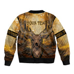 Personalised Deer Hunting Sleeve Zip Bomber Jacket Forest Vibes