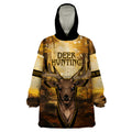 Personalised Deer Hunting Wearable Blanket Hoodie Forest Vibes