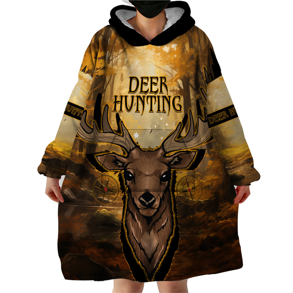 Personalised Deer Hunting Wearable Blanket Hoodie Forest Vibes