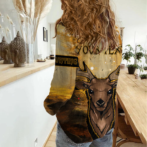 Personalised Deer Hunting Women Casual Shirt Forest Vibes