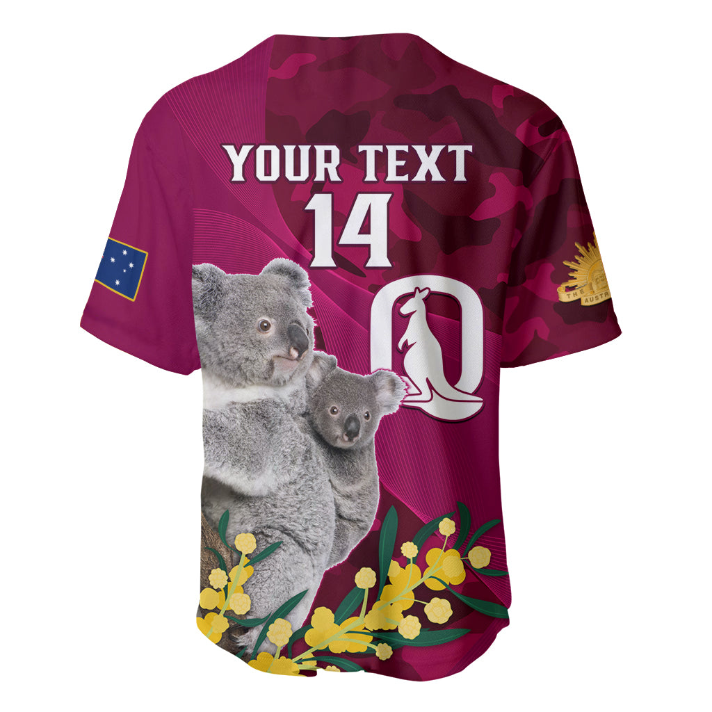 Custom QLD Maroons ANZAC Day Baseball Jersey Australian Koala Mix Camouflage