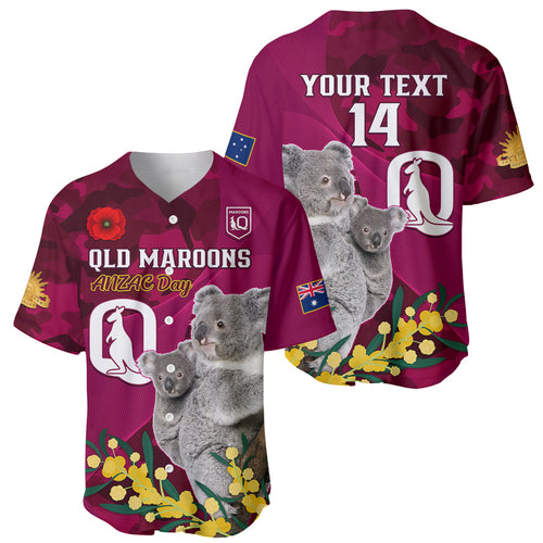 Custom QLD Maroons ANZAC Day Baseball Jersey Australian Koala Mix Camouflage