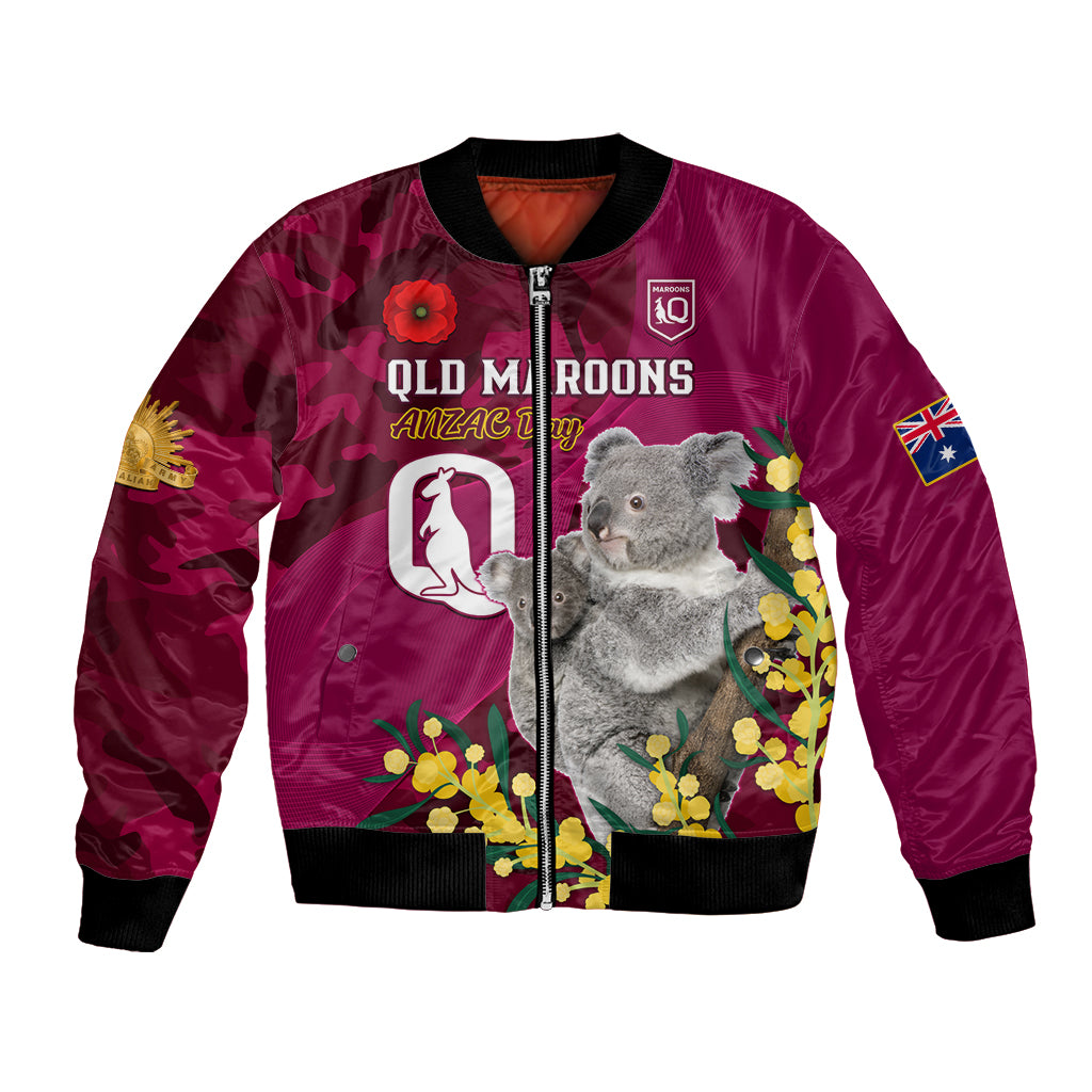 Custom QLD Maroons ANZAC Day Bomber Jacket Australian Koala Mix Camouflage