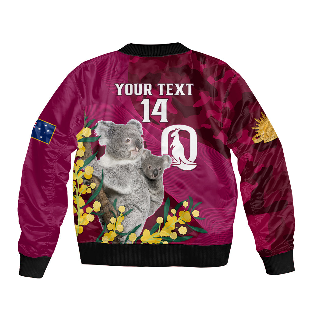 Custom QLD Maroons ANZAC Day Bomber Jacket Australian Koala Mix Camouflage