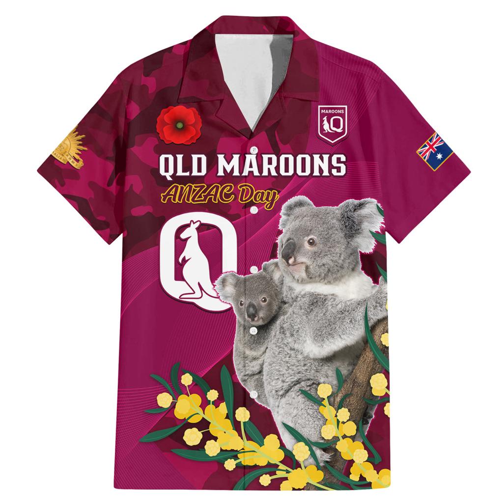 Custom QLD Maroons ANZAC Day Family Matching Mermaid Dress and Hawaiian Shirt Australian Koala Mix Camouflage
