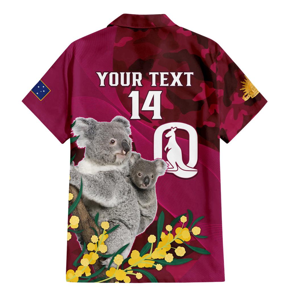 Custom QLD Maroons ANZAC Day Family Matching Mermaid Dress and Hawaiian Shirt Australian Koala Mix Camouflage