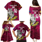 Custom QLD Maroons ANZAC Day Family Matching Puletasi and Hawaiian Shirt Australian Koala Mix Camouflage