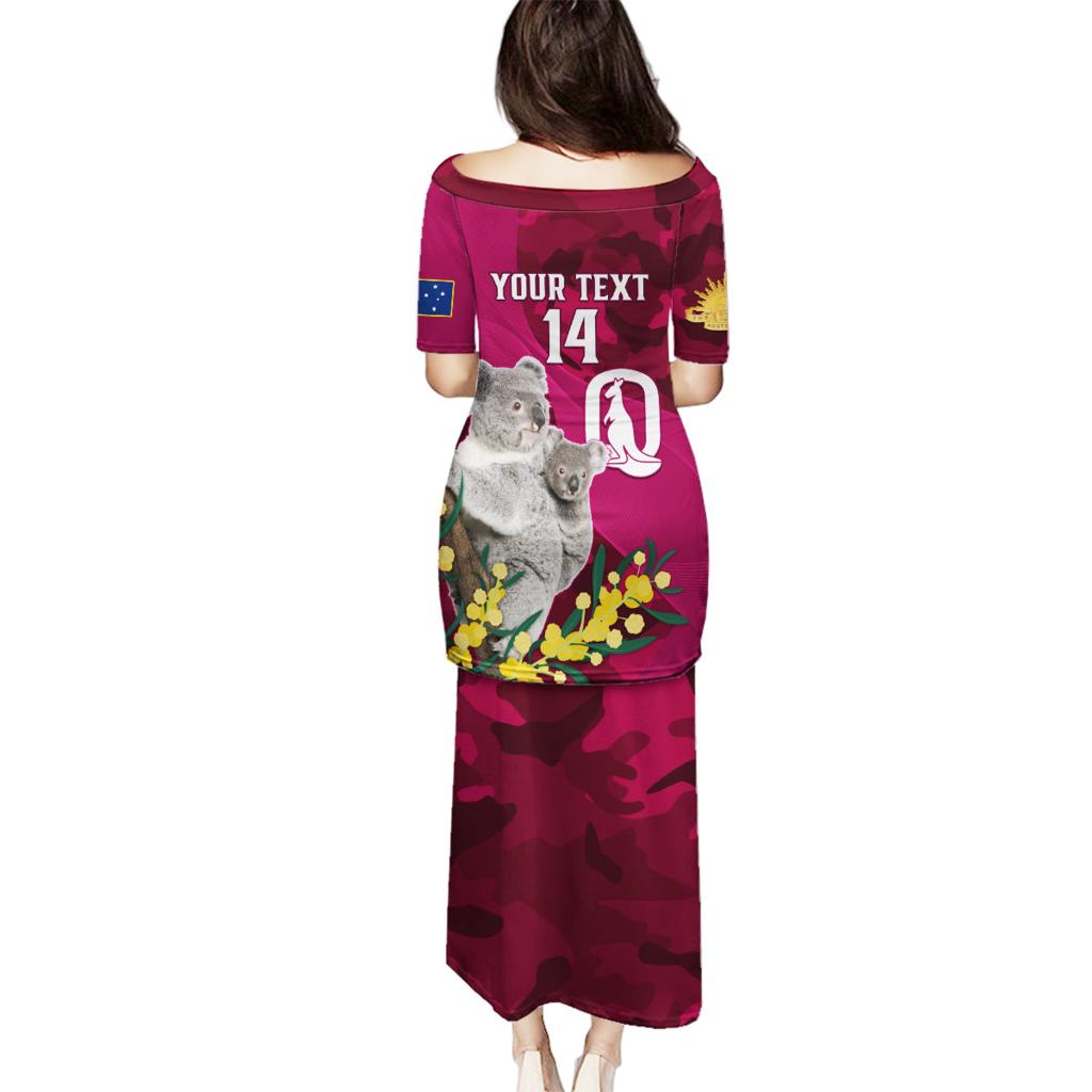 Custom QLD Maroons ANZAC Day Family Matching Puletasi and Hawaiian Shirt Australian Koala Mix Camouflage