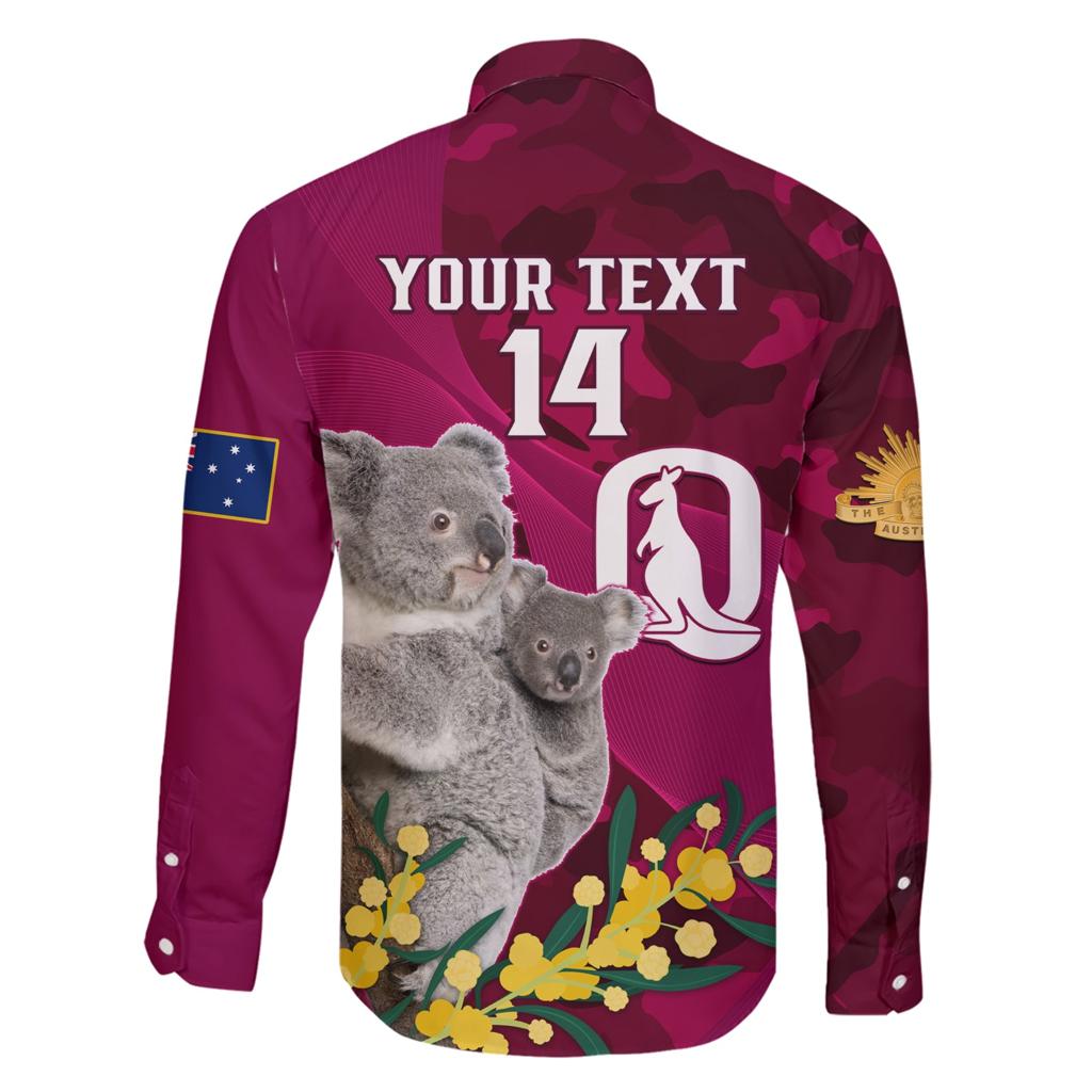 Custom QLD Maroons ANZAC Day Family Matching Short Sleeve Bodycon Dress and Hawaiian Shirt Australian Koala Mix Camouflage