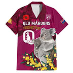 Custom QLD Maroons ANZAC Day Family Matching Summer Maxi Dress and Hawaiian Shirt Australian Koala Mix Camouflage