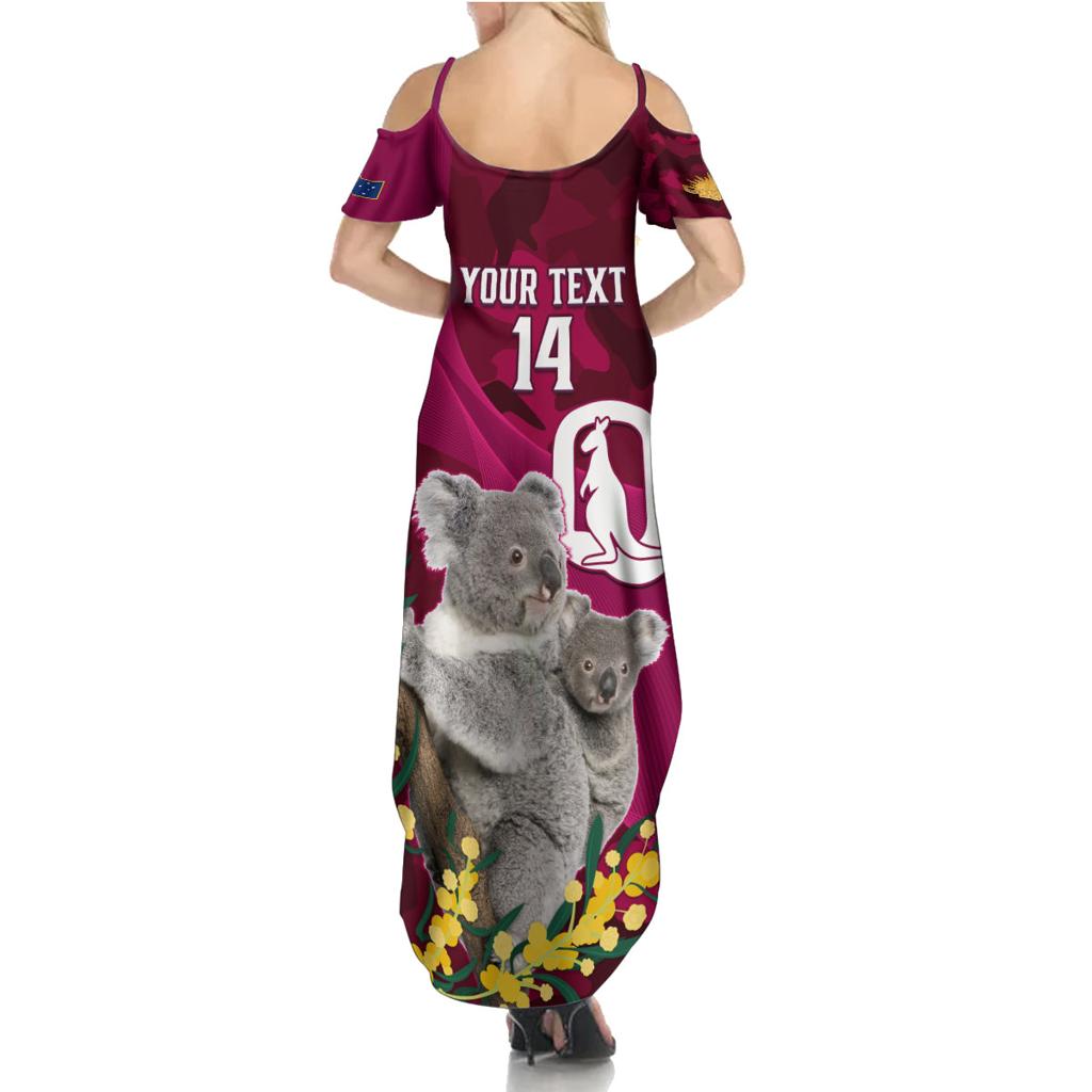 Custom QLD Maroons ANZAC Day Family Matching Summer Maxi Dress and Hawaiian Shirt Australian Koala Mix Camouflage
