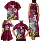 Custom QLD Maroons ANZAC Day Family Matching Tank Maxi Dress and Hawaiian Shirt Australian Koala Mix Camouflage