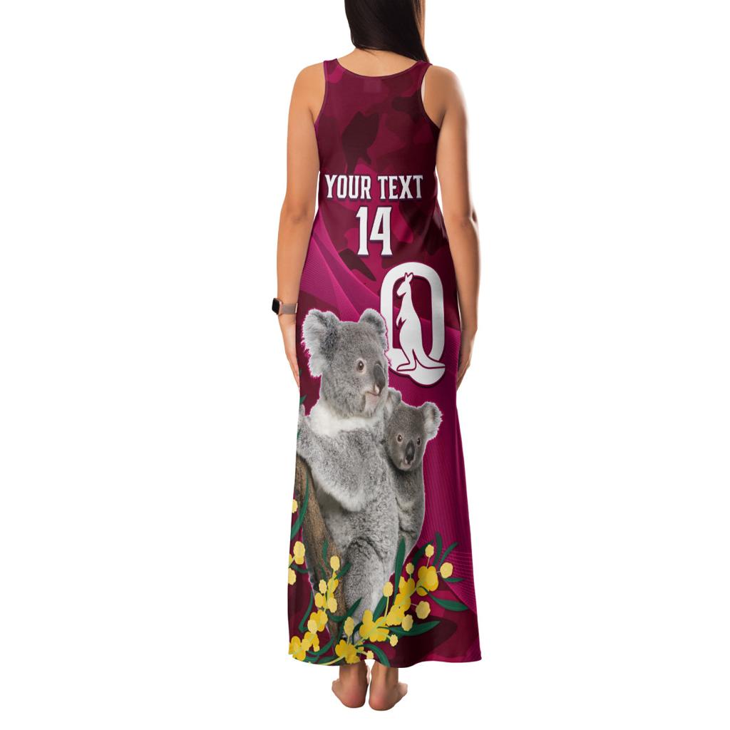 Custom QLD Maroons ANZAC Day Family Matching Tank Maxi Dress and Hawaiian Shirt Australian Koala Mix Camouflage