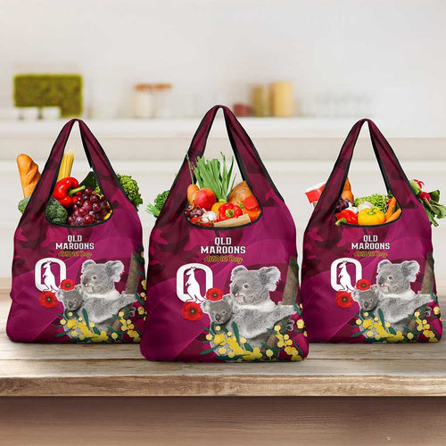 QLD Maroons ANZAC Day Grocery Bag Australian Koala Mix Camouflage