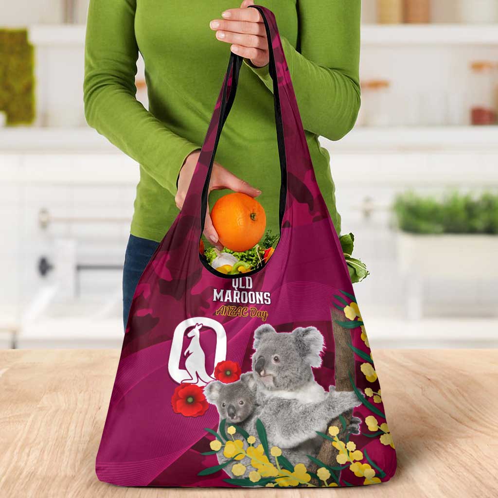 QLD Maroons ANZAC Day Grocery Bag Australian Koala Mix Camouflage