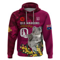 Custom QLD Maroons ANZAC Day Hoodie Australian Koala Mix Camouflage