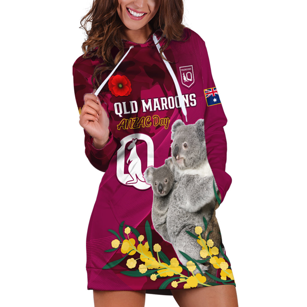 Custom QLD Maroons ANZAC Day Hoodie Dress Australian Koala Mix Camouflage