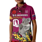 Custom QLD Maroons ANZAC Day Kid Polo Shirt Australian Koala Mix Camouflage