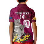 Custom QLD Maroons ANZAC Day Kid Polo Shirt Australian Koala Mix Camouflage