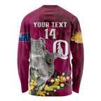 Custom QLD Maroons ANZAC Day Long Sleeve Shirt Australian Koala Mix Camouflage