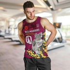 Custom QLD Maroons ANZAC Day Men Tank Top Australian Koala Mix Camouflage