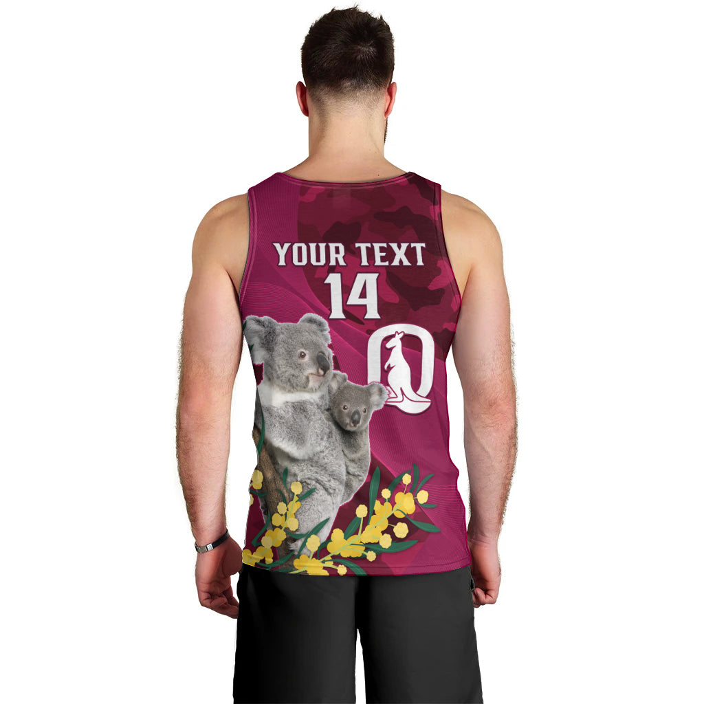 Custom QLD Maroons ANZAC Day Men Tank Top Australian Koala Mix Camouflage