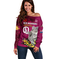 Custom QLD Maroons ANZAC Day Off Shoulder Sweater Australian Koala Mix Camouflage