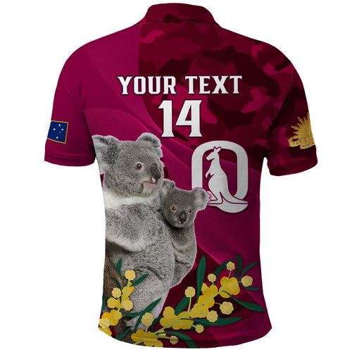 Custom QLD Maroons ANZAC Day Polo Shirt Australian Koala Mix Camouflage