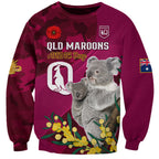 Custom QLD Maroons ANZAC Day Sweatshirt Australian Koala Mix Camouflage