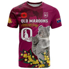 Custom QLD Maroons ANZAC Day T Shirt Australian Koala Mix Camouflage