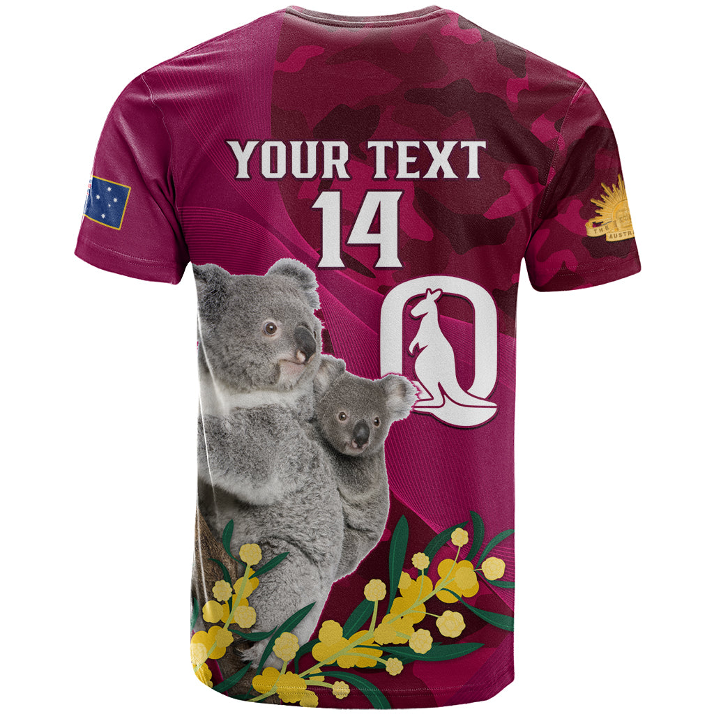 Custom QLD Maroons ANZAC Day T Shirt Australian Koala Mix Camouflage