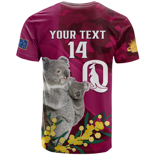 Custom QLD Maroons ANZAC Day T Shirt Australian Koala Mix Camouflage