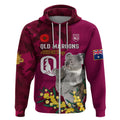 Custom QLD Maroons ANZAC Day Zip Hoodie Australian Koala Mix Camouflage