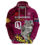 Custom QLD Maroons ANZAC Day Zip Hoodie Australian Koala Mix Camouflage