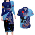 Custom NSW Blues ANZAC Day Couples Matching Long Sleeve Bodycon Dress and Hawaiian Shirt Australian Platypus Mix Camouflage
