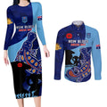 Custom NSW Blues ANZAC Day Couples Matching Long Sleeve Bodycon Dress and Long Sleeve Button Shirt Australian Platypus Mix Camouflage