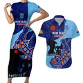 Custom NSW Blues ANZAC Day Couples Matching Short Sleeve Bodycon Dress and Hawaiian Shirt Australian Platypus Mix Camouflage