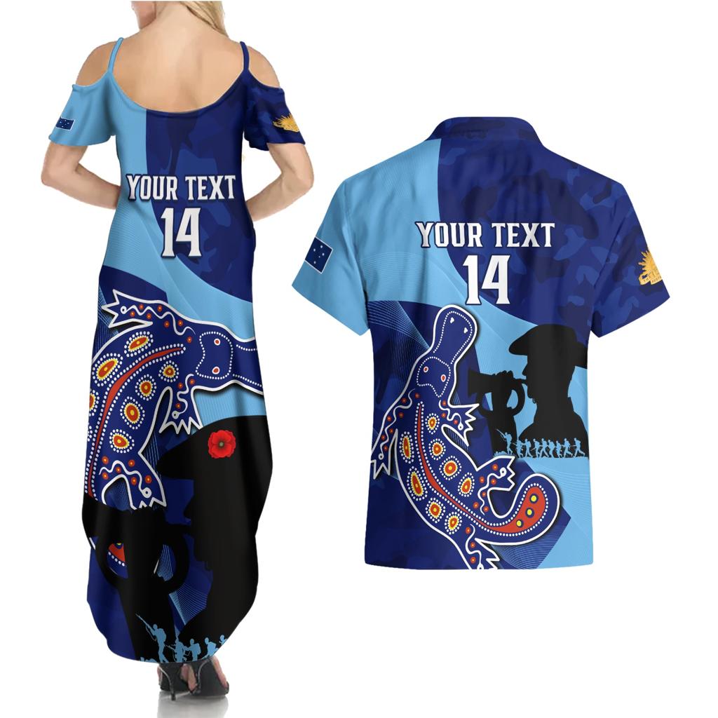 Custom NSW Blues ANZAC Day Couples Matching Summer Maxi Dress and Hawaiian Shirt Australian Platypus Mix Camouflage