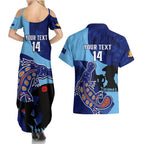 Custom NSW Blues ANZAC Day Couples Matching Summer Maxi Dress and Hawaiian Shirt Australian Platypus Mix Camouflage
