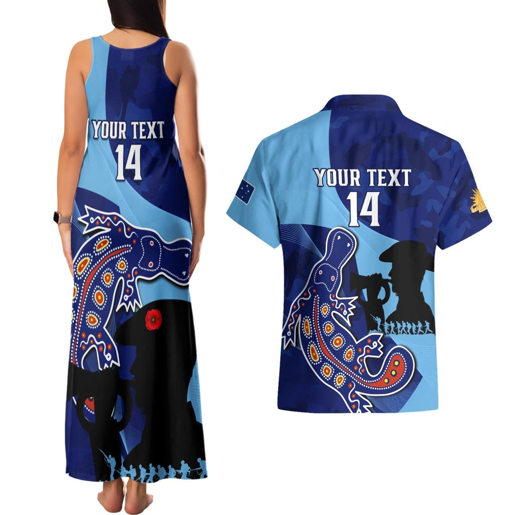 Custom NSW Blues ANZAC Day Couples Matching Tank Maxi Dress and Hawaiian Shirt Australian Platypus Mix Camouflage