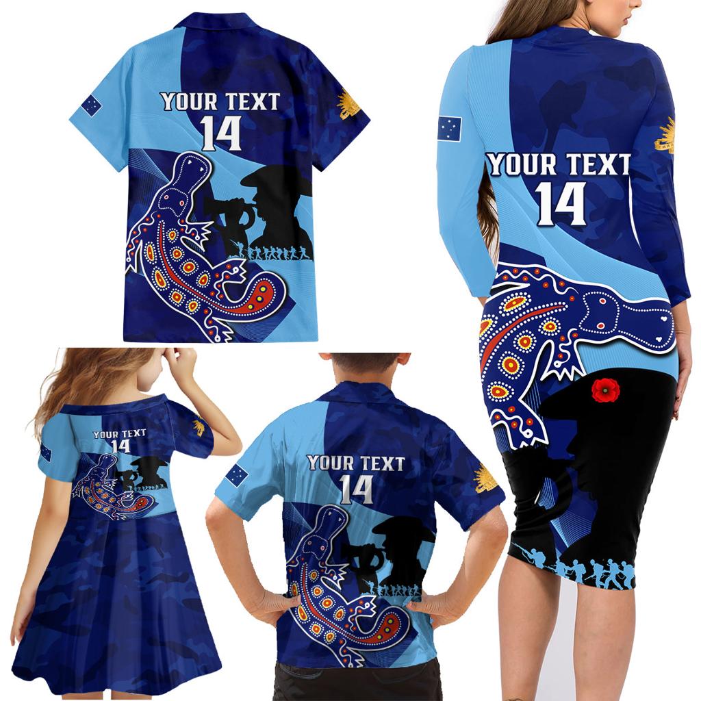 Custom NSW Blues ANZAC Day Family Matching Long Sleeve Bodycon Dress and Hawaiian Shirt Australian Platypus Mix Camouflage