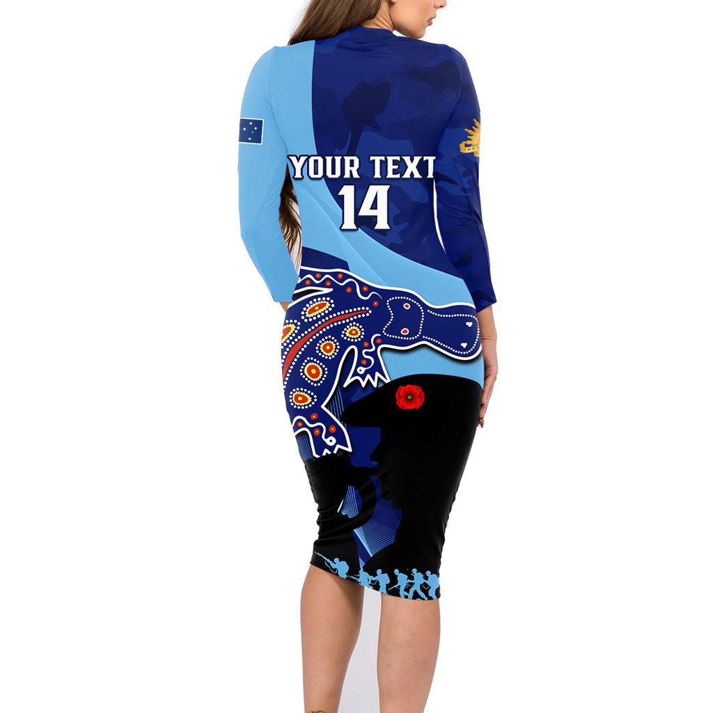 Custom NSW Blues ANZAC Day Family Matching Long Sleeve Bodycon Dress and Hawaiian Shirt Australian Platypus Mix Camouflage
