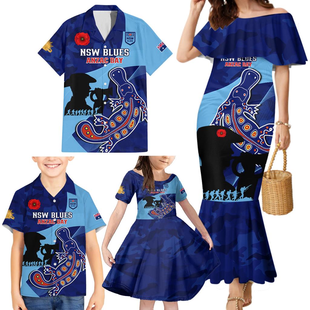 Custom NSW Blues ANZAC Day Family Matching Mermaid Dress and Hawaiian Shirt Australian Platypus Mix Camouflage