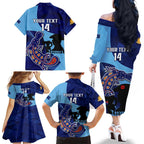 Custom NSW Blues ANZAC Day Family Matching Off Shoulder Long Sleeve Dress and Hawaiian Shirt Australian Platypus Mix Camouflage