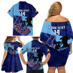 Custom NSW Blues ANZAC Day Family Matching Off Shoulder Short Dress and Hawaiian Shirt Australian Platypus Mix Camouflage